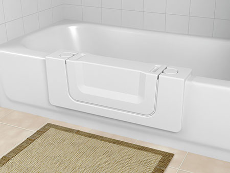 tub-cut out built with door to allow for baths to still be taken