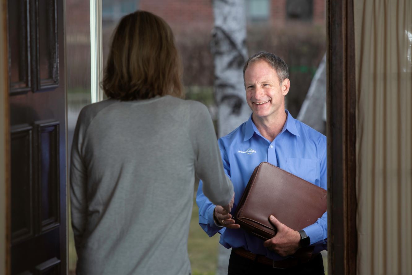 Lifeway Mobility consultant greeting customer at front door