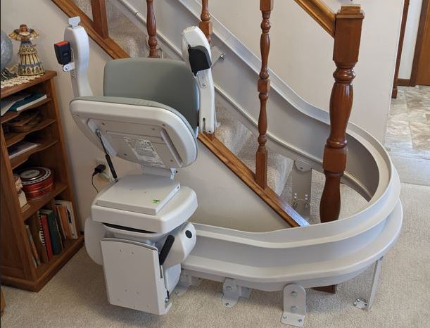 Lifeway Mobility stairlift equipped with power folding footrest option