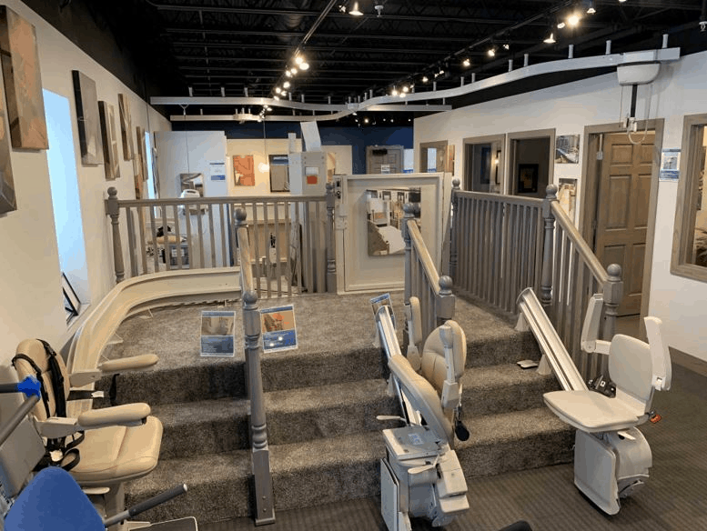 Stair lifts in Lifeway Mobility Minneapolis showroom