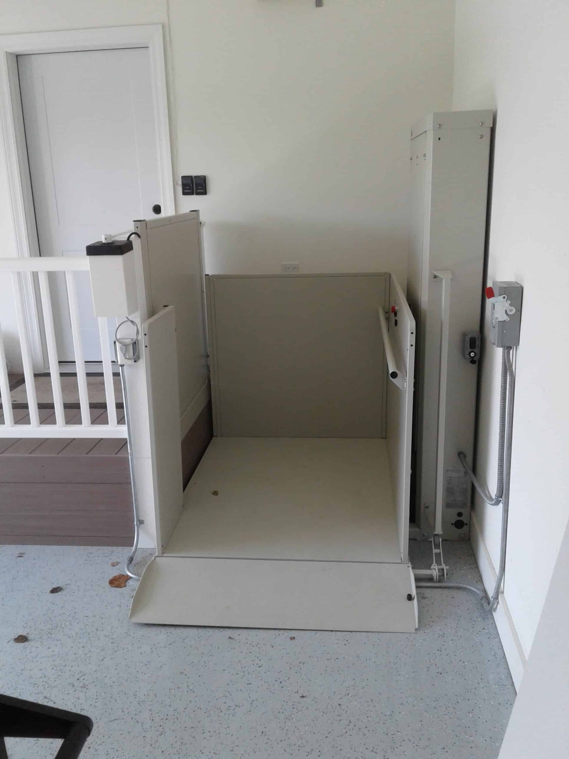 wheelchair lift installed in garage of home in Chicago suburb