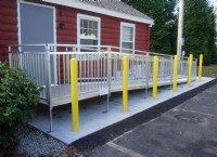 commercial wheelchair ramp with railings installed by Lifeway Mobility Connecticut