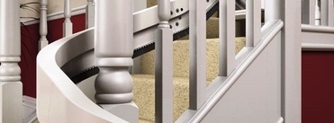 modular flat curved stairlift rail mounted on staircase
